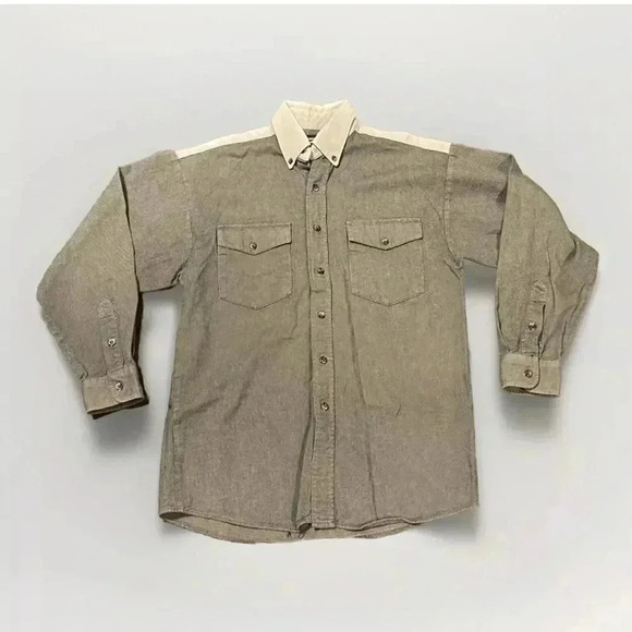 Panhandle Slim Men’s Western Brown Tan Long sleeve Button‎ Down 15.5 34 - Picture 1 of 8